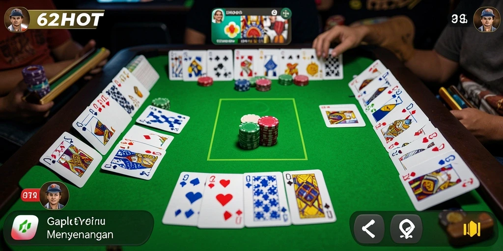 Gameplay seru di 62HOT dengan tema Gaple.