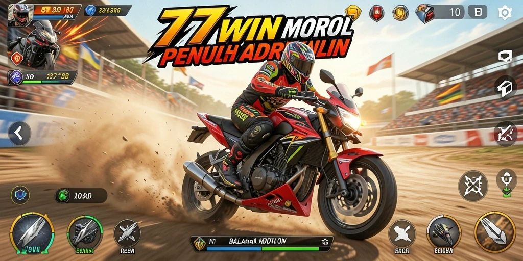 Tampilan gameplay seru dari balapan motor yang mendebarkan.