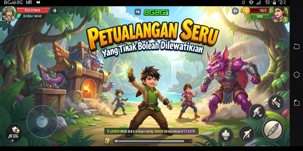 Screenshot menunjukkan aksi seru dalam permainan petualangan.