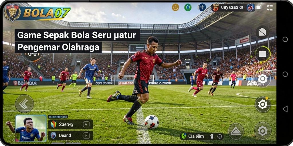 Tampilan gameplay seru di BOLA07 yang menampilkan aksi sepak bola.
