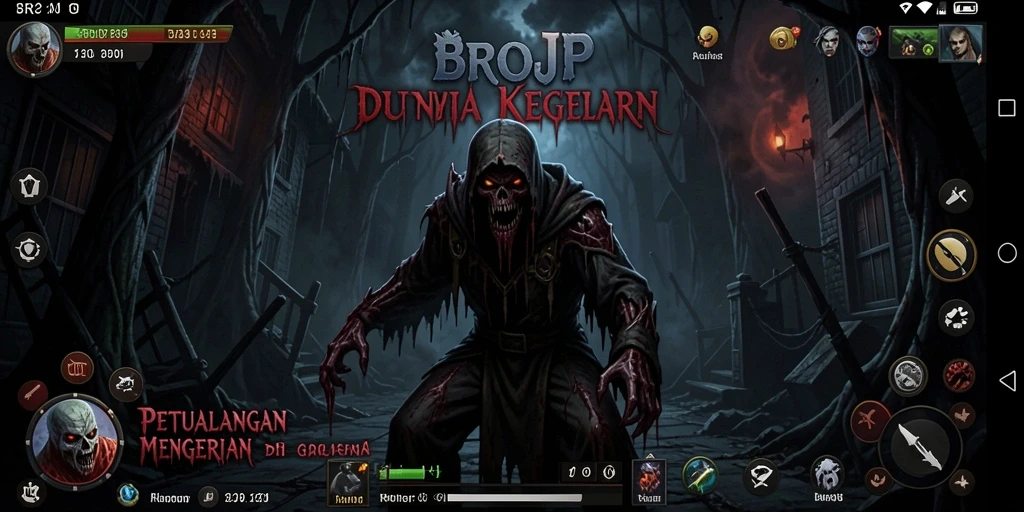 Screenshot gameplay BROJP menampilkan suasana Horror yang mencekam.