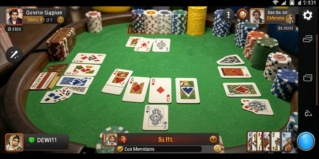 Screenshot menampilkan gameplay seru DEWI11 dengan suasana Gaple yang menegangkan.