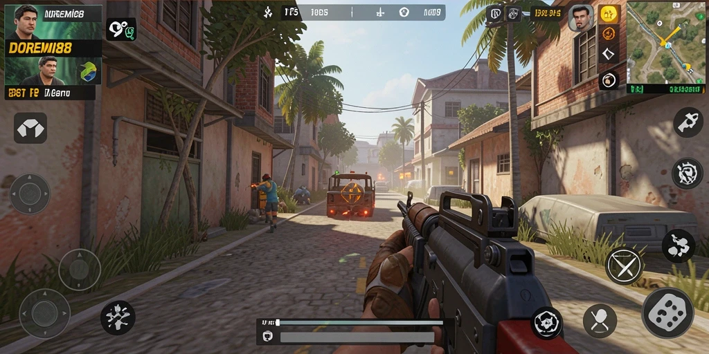 Screenshot utama DOREMI88 menampilkan aksi seru dalam gameplay TPS.