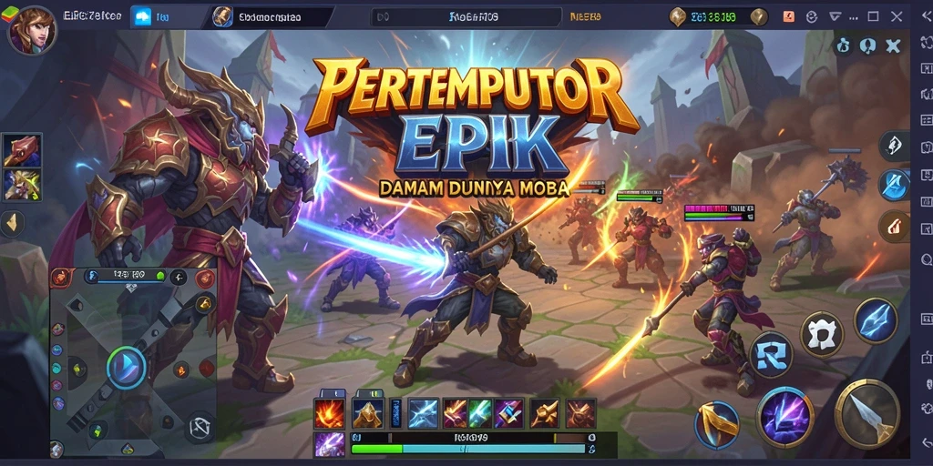 Screenshot gameplay EE789 menampilkan aksi pertempuran MOBA yang mendebarkan.