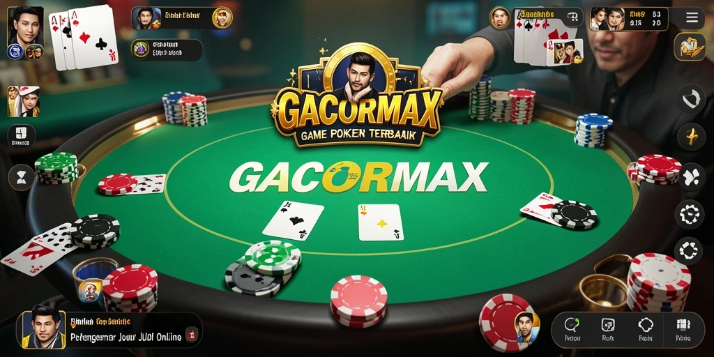 Tampilan gameplay poker yang mendebarkan di GACORMAX.
