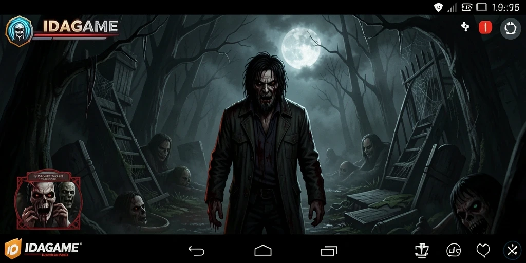 Screenshot menunjukkan gameplay menegangkan di dunia horror IDAGAME.