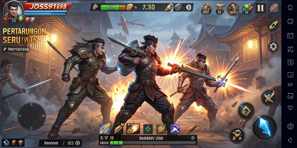Gameplay seru dari JOSS188 dengan berbagai karakter bertarung.