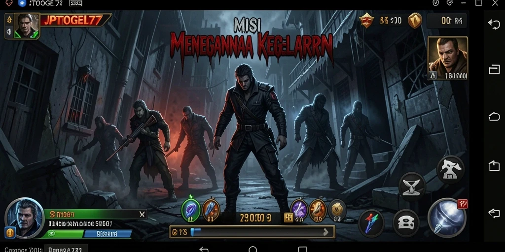 Tampilan mendebarkan gameplay dalam dunia kegelapan dan misteri.