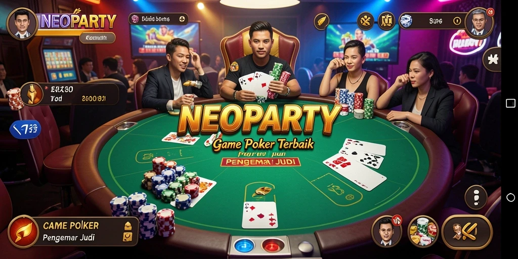 Gameplay seru NEOPARTY saat bermain Poker secara langsung.