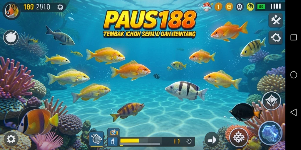 Tampilan gameplay seru dalam PAUS188 saat berburu ikan.
