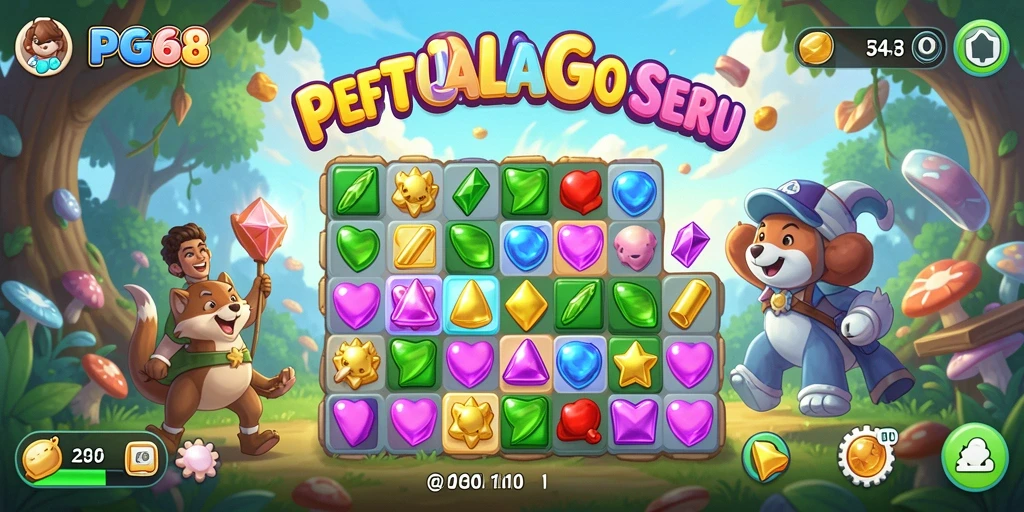 Tampilan gameplay PGG68 yang penuh warna dan menantang di setiap level.