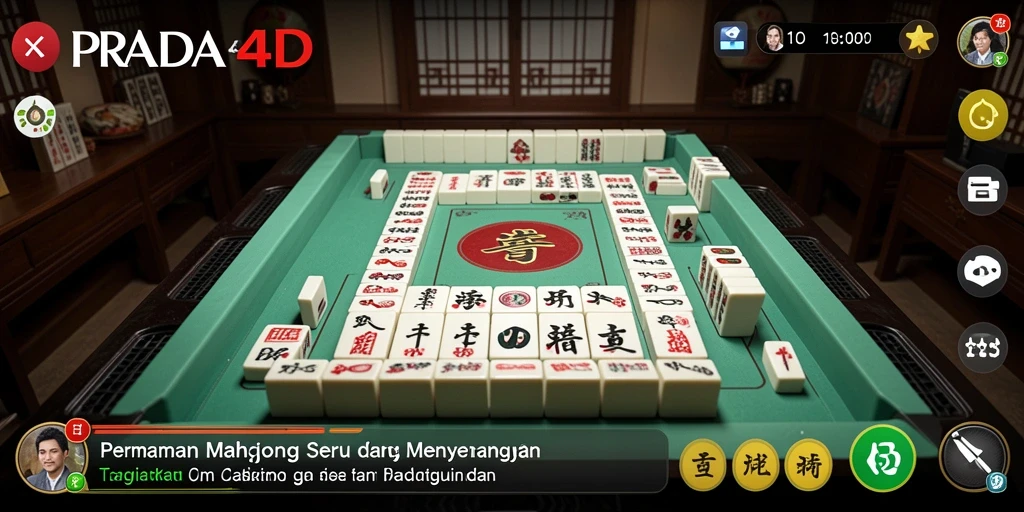 Screenshot gameplay PRADA4D menampilkan keseruan permainan Mahjong.