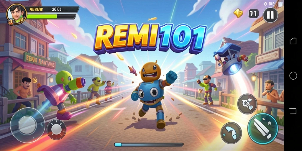 Screenshot utama REMI101 menampilkan gameplay seru dan menantang.