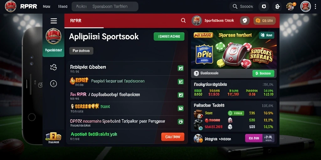 Tampilan menarik dari aplikasi RPRR dengan fitur Sportsbook.