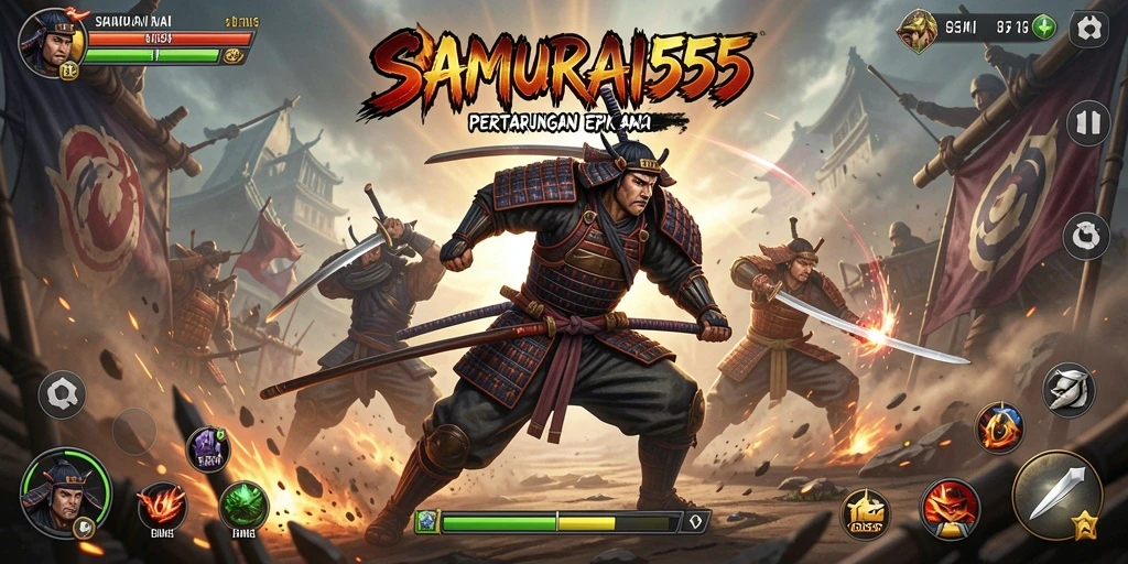 Tampilan gameplay SAMURAI555 yang penuh aksi dan pertarungan epik.