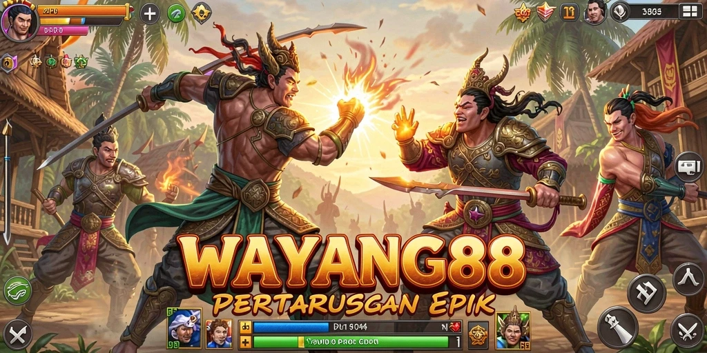 Screenshot menunjukkan peperangan seru dengan grafik menawan dari WAYANG88.